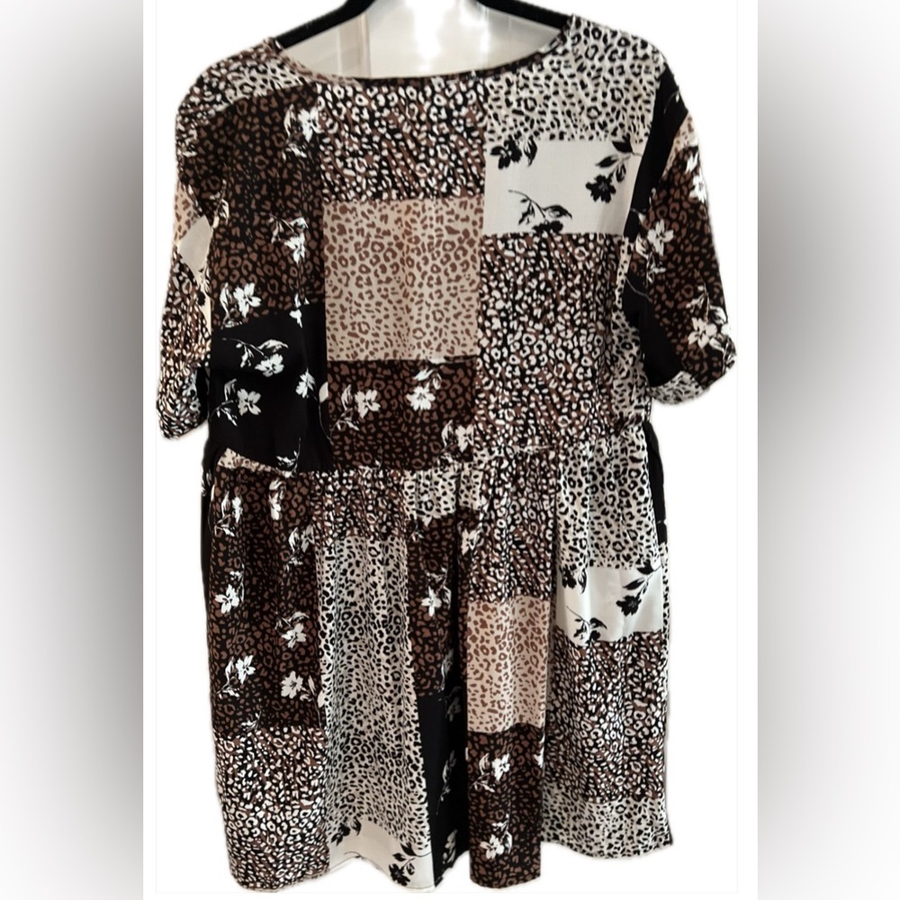 HIATUS Patch work Floral & Animal Print Babydoll Dress, Size M - Picture 2 of 9